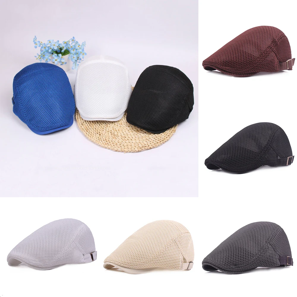 Berets Caps 2018 New Arrive Men Breathable Mesh Summer Hat Newsboy hat Ivy Cap Cabbie Beret Irish Flat Cap Unise Sunscreen Hats
Berets Caps 2018 New Arrive Men Breathable Mesh Summer Hat Newsboy hat Ivy Cap Cabbie Beret Irish Flat Cap Unise Sunscreen Hats