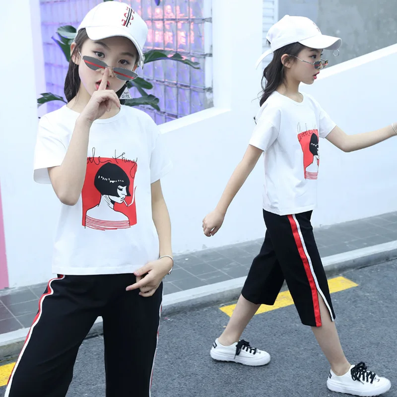 girls clothes Girls suit summer casual suit children short-sleeved T-shirt seven points casual pants children's two-piece suit
girls clothes Girls suit summer casual suit children short-sleeved T-shirt seven points casual pants children's two-piece suit
