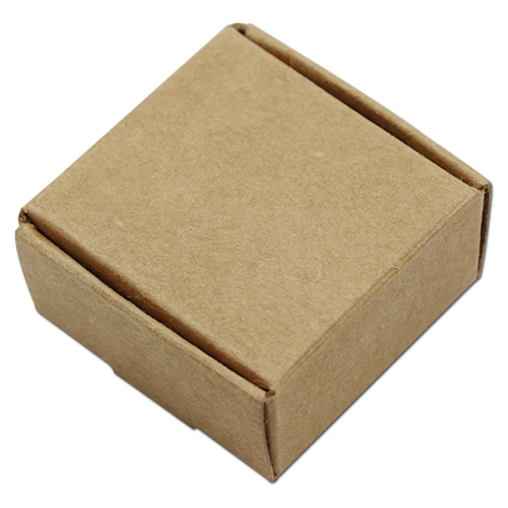 Image 3*3*2cm Brown Kraft Craft Paper Jewelry Pack Boxes Small Gift Packing Box For Biscuits Handmade Soap Candy Packaging Boxes