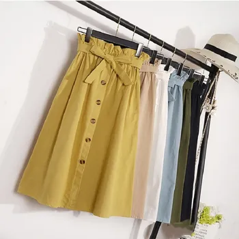 Summer Autumn Skirts Womens 2019 Casual New Midi Skirt Korean Elegant Button High Waist Skirt Female Pleated School Girls Skirt
Summer Autumn Skirts Womens 2019 Casual New Midi Skirt Korean Elegant Button High Waist Skirt Female Pleated School Girls Skirt