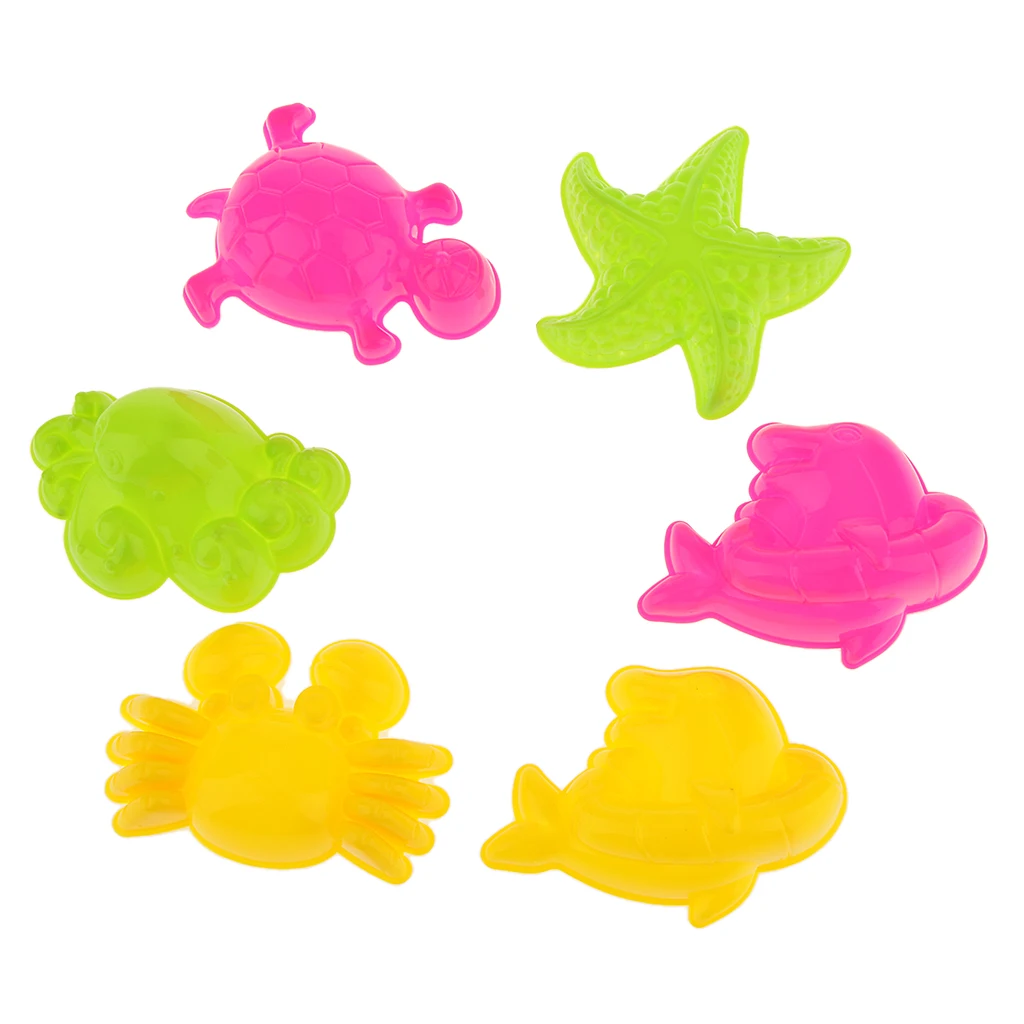 100% High Quality Low Price 6 PCS Sea Animal Sand Clay Mold Beach Park Indoor Toy Random Color For Kids Play