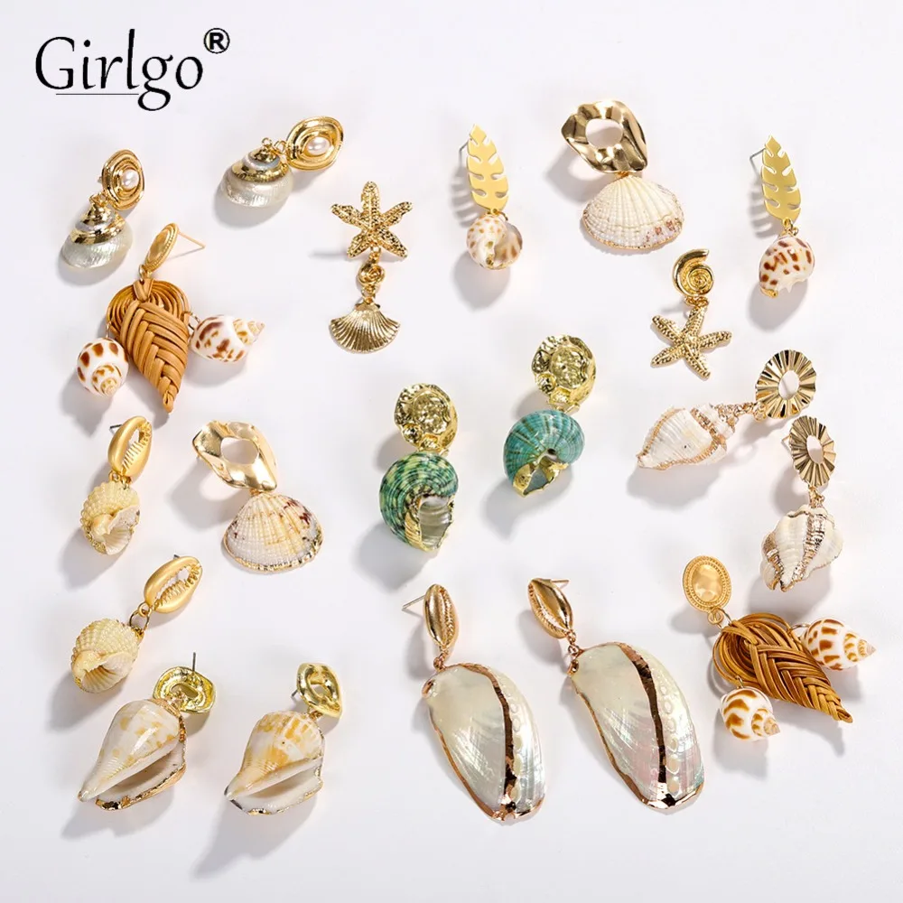 Girlgo Fashion Sea Shell Handmade Drop Dangle Earring for Women Summer Metal Gold Color Beads Statement Jewelry Wholesale Mashup
Girlgo Fashion Sea Shell Handmade Drop Dangle Earring for Women Summer Metal Gold Color Beads Statement Jewelry Wholesale Mashup