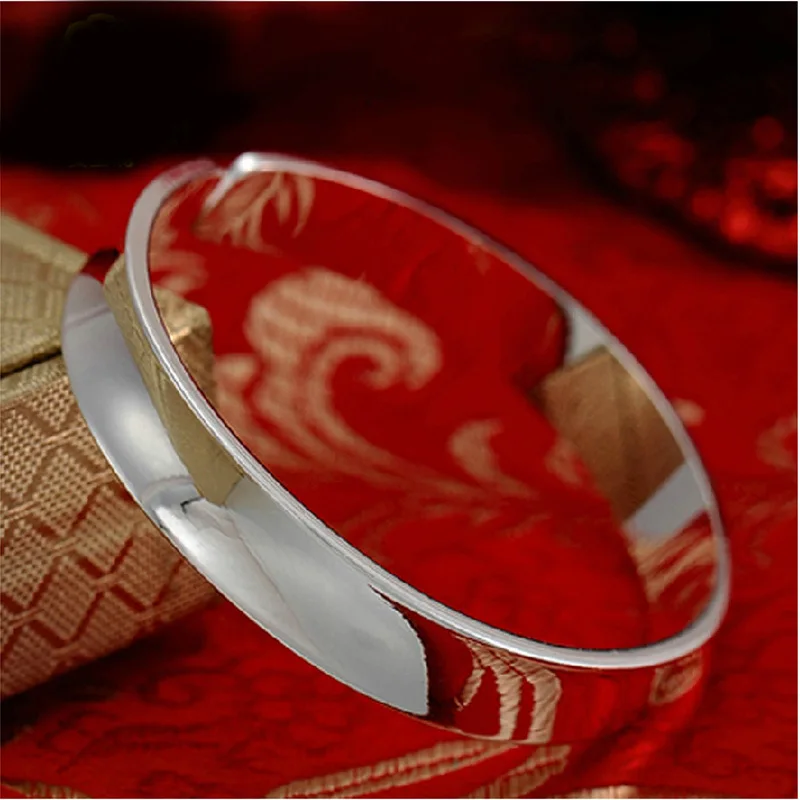 Фото Редкие ювелирные изделия женский браслет посеребренный вогнутый геометрический