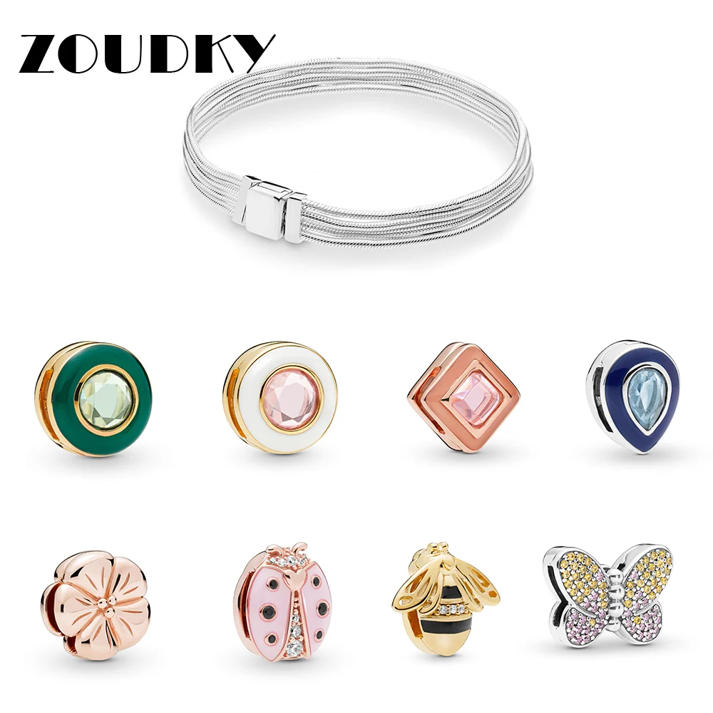 ZOUDKY NEW 2019 100% 925 Sterling Silver Reflexions Pink Blue Butterfly Flower Clip Charm Fit DIY Bracelet Original Fashion Gift
ZOUDKY NEW 2019 100% 925 Sterling Silver Reflexions Pink Blue Butterfly Flower Clip Charm Fit DIY Bracelet Original Fashion Gift