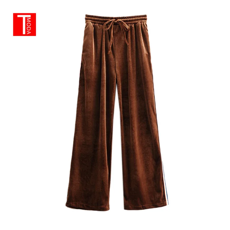 Autumn Women Fashion High Waist Straight Velvet Pant Female Casual Loose Elastic Waist Side Stripe Full Length Track Trousers
Autumn Women Fashion High Waist Straight Velvet Pant Female Casual Loose Elastic Waist Side Stripe Full Length Track Trousers