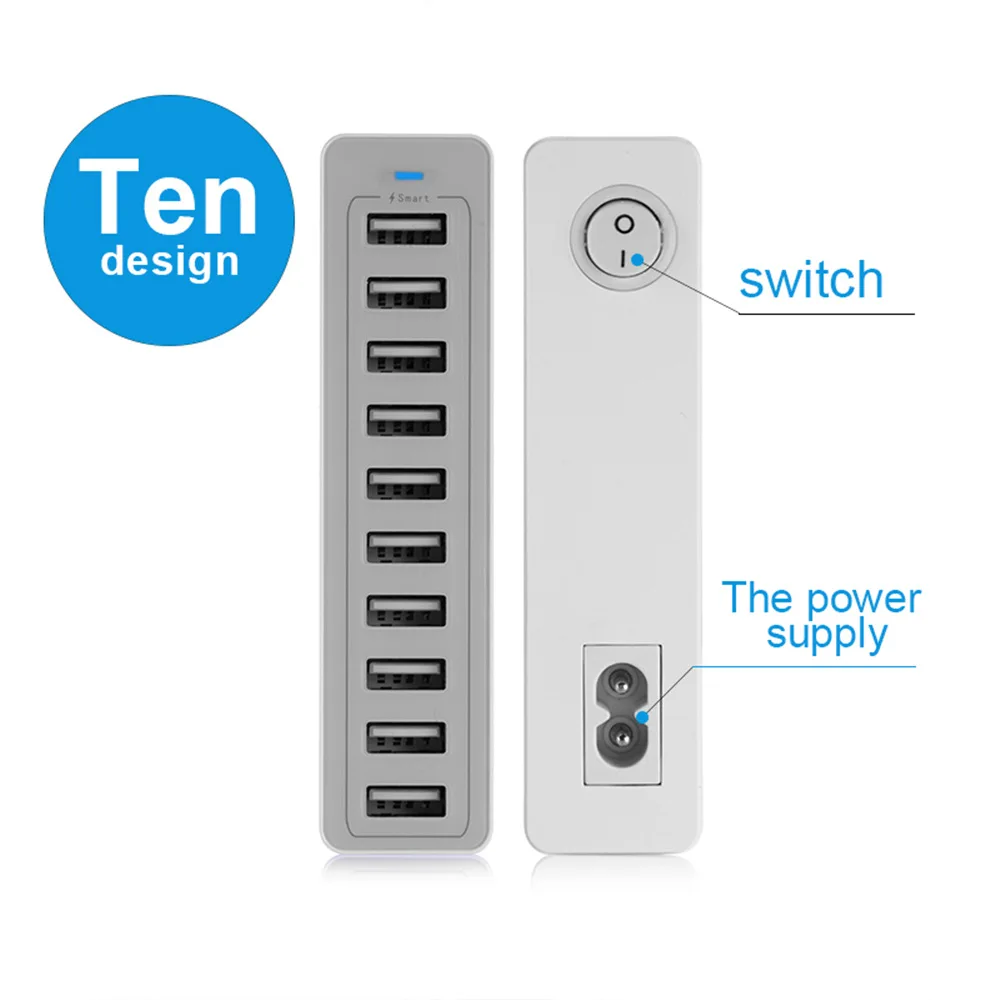 Multiple USB Charger Fast charging 10 Ports Desktop Charger 5V 10A Smart Quick Charging Mobile Charger For iPhone Samsung xiaomi
Multiple USB Charger Fast charging 10 Ports Desktop Charger 5V 10A Smart Quick Charging Mobile Charger For iPhone Samsung xiaomi
