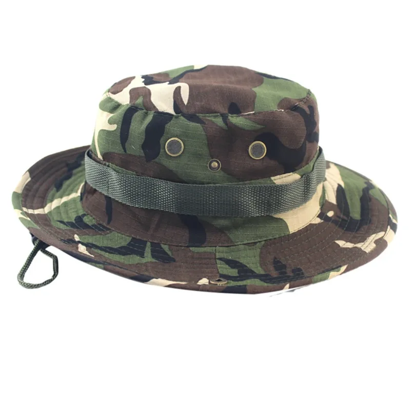 Adjustable Camouflage Outdoor Camping Climbing Cap 2018 Men Women Fishing Bucket Hat Boonie Hunting Cap Brim Military Army #FM28 (6)