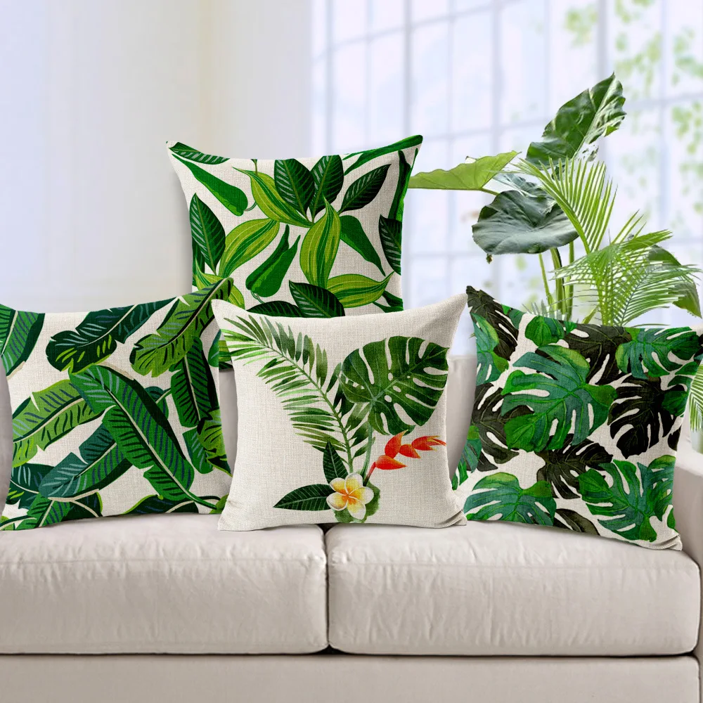 Decorative throw pillows case cover green leaf tropical plant cotton linen cushion cover for sofa home capa de almofadas 45x45
Decorative throw pillows case cover green leaf tropical plant cotton linen cushion cover for sofa home capa de almofadas 45x45