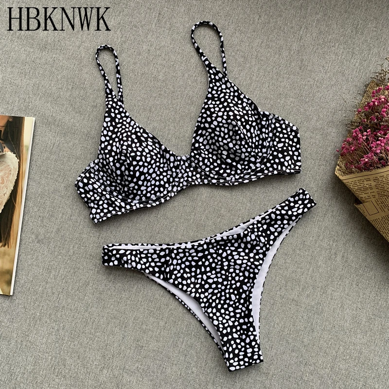 Комплект бикини HBKNWK женский летний сексуальный купальник 2019 Mujer Ретро стиль с