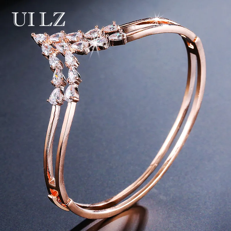UILZ Лидер продаж AAA кубический циркон цепи Браслеты браслеты для Для женщин V Форма