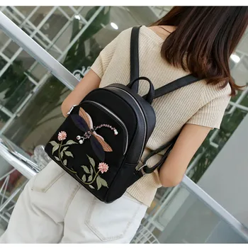 Fashion Korean Women Backpack PU Nylon Zipped Cute Flowers Dragonfly Embroidery Ladies Girls Shoulder Bags Gifts AB@W3
Fashion Korean Women Backpack PU Nylon Zipped Cute Flowers Dragonfly Embroidery Ladies Girls Shoulder Bags Gifts AB@W3
