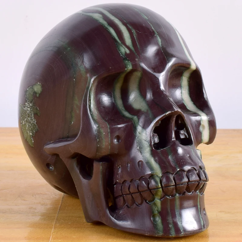 5 Inch 1309g Skull Figurine Natural Stone Handmade Ribbon Jasper Statue Carving Craft Healing Reiki Home Decor Art Collectible
5 Inch 1309g Skull Figurine Natural Stone Handmade Ribbon Jasper Statue Carving Craft Healing Reiki Home Decor Art Collectible