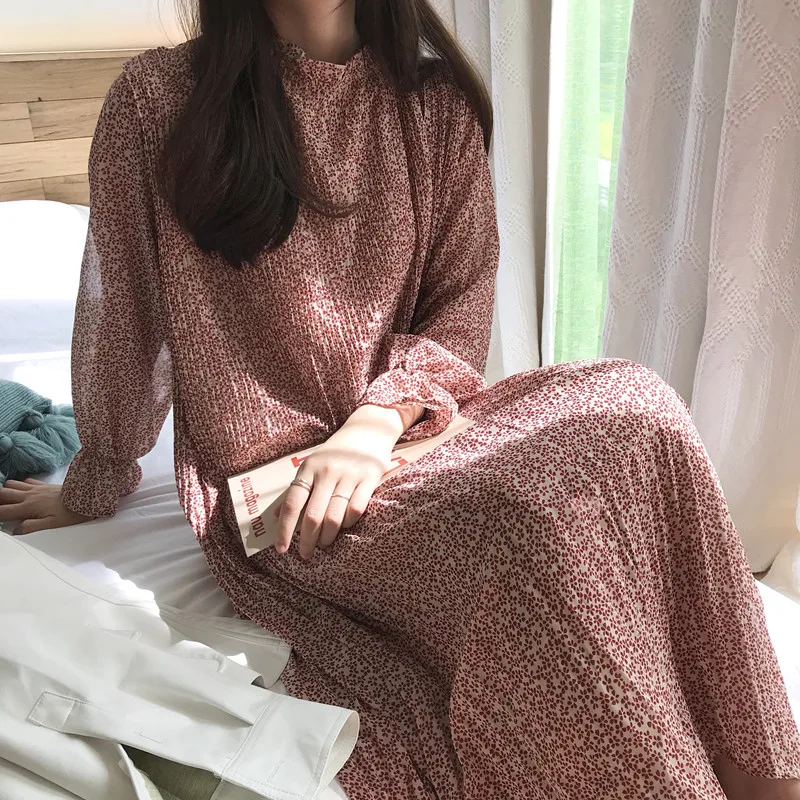 Autumn Women Dress Floral O-neck Lantern Sleeve High Waist Strap Sweet Long Dress Chiffon Pleated Student Vestido Donna Abito
Autumn Women Dress Floral O-neck Lantern Sleeve High Waist Strap Sweet Long Dress Chiffon Pleated Student Vestido Donna Abito