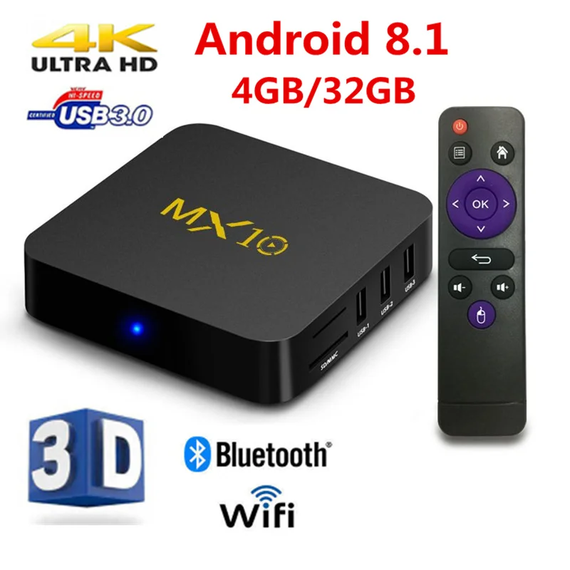 AKASO MX10 4K Android 8.1 TV Box 4GB/32GB RK3328 2.4G WiFi 100M VP9 H.265 HDR10 4K USB 3.0 MX10 Smart Set Top Box Media Player
AKASO MX10 4K Android 8.1 TV Box 4GB/32GB RK3328 2.4G WiFi 100M VP9 H.265 HDR10 4K USB 3.0 MX10 Smart Set Top Box Media Player