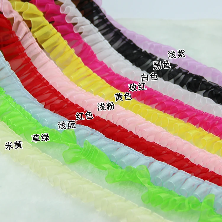 20Yards Red Pink Blue Yellow Fold Organza Plait Chiffon Ruffle Lace Trim DIY Garment Skirt Hem Accessories Pleated Lace Fabric
20Yards Red Pink Blue Yellow Fold Organza Plait Chiffon Ruffle Lace Trim DIY Garment Skirt Hem Accessories Pleated Lace Fabric