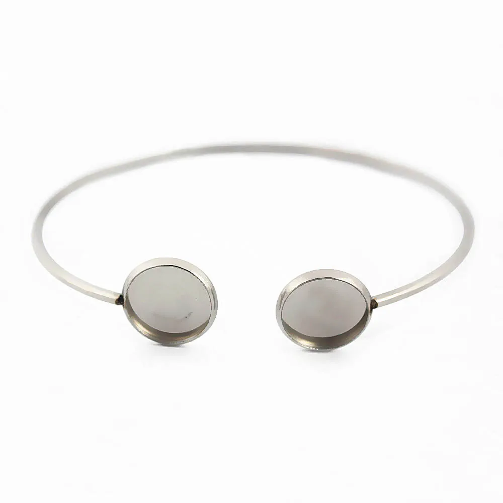 Stainless Steel Open Cuff Bangle Bracelet Bases Blanks with Double 12mm Round Smooth Bezel Resin Cabochon Findings DIY Women's
Stainless Steel Open Cuff Bangle Bracelet Bases Blanks with Double 12mm Round Smooth Bezel Resin Cabochon Findings DIY Women's
