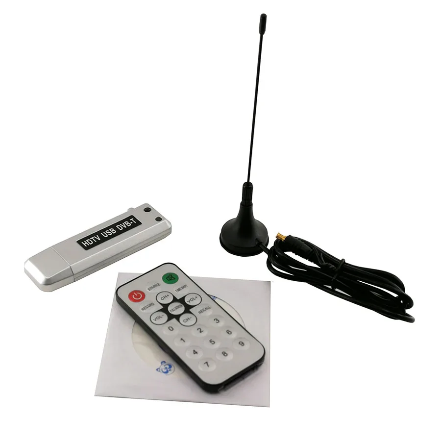 

USB 2.0 Digital DVB-T TV Receiver Stick HDTV Tuner Dongle with Antenna IR Remote Control