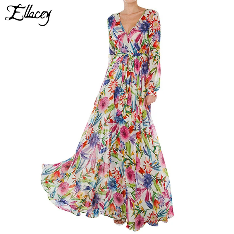 Ellacey Sexy V-neck Summer Dress 2019 Floral Beach Dress Women Tropical Print Maxi Dress Bohemian Long Boho Dress Plus Size
Ellacey Sexy V-neck Summer Dress 2019 Floral Beach Dress Women Tropical Print Maxi Dress Bohemian Long Boho Dress Plus Size