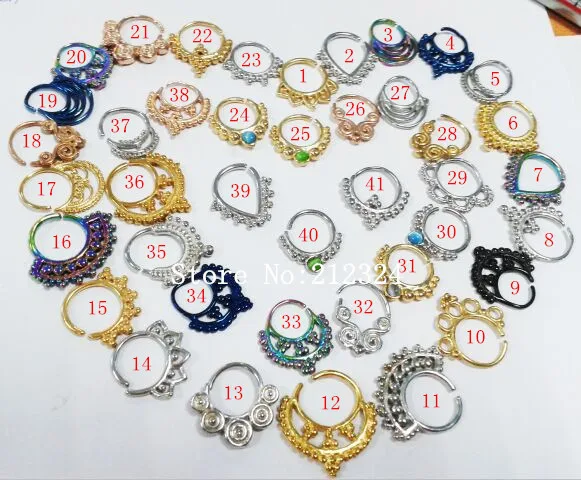 1pcs 16G(1.2mm)mixed style silver/gold/black/rainbow indian real septum piercing septum rings pierced septum rings
1pcs 16G(1.2mm)mixed style silver/gold/black/rainbow indian real septum piercing septum rings pierced septum rings