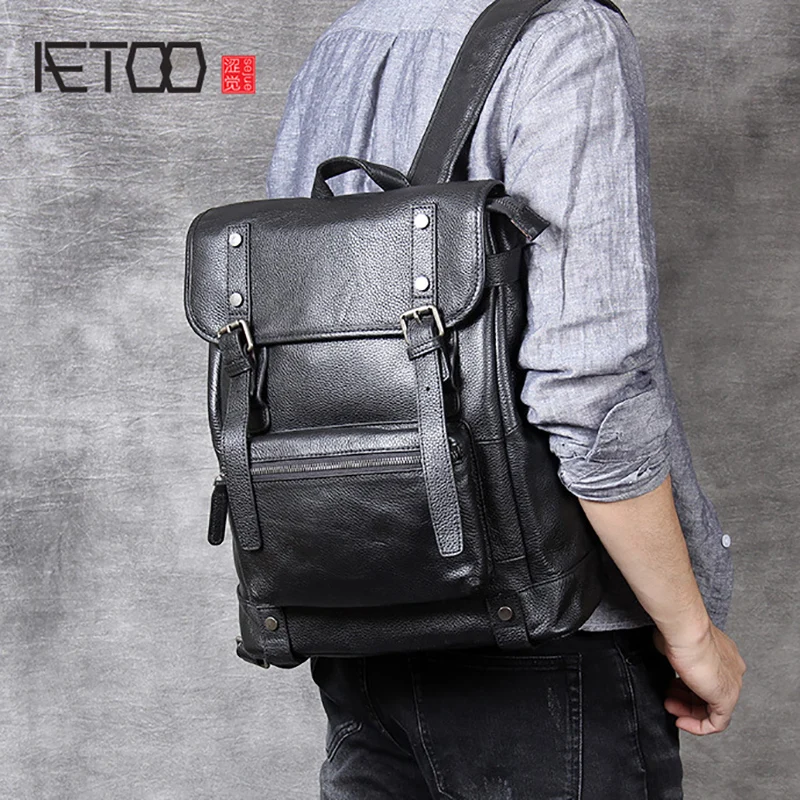 BJYL Simple casual head cowhide double shoulder bag men and women handmade leather fashion bag computer backpack
BJYL Simple casual head cowhide double shoulder bag men and women handmade leather fashion bag computer backpack