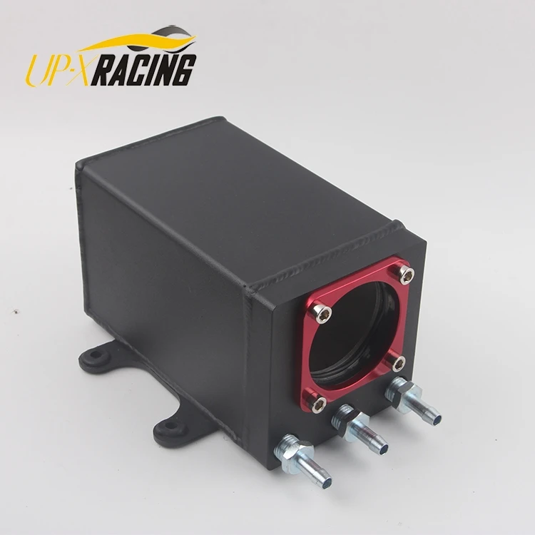2017 new product 60mm port external 044 fuel pump tank racing black Billet aluminium with fitting oil catch can fuel surge tank