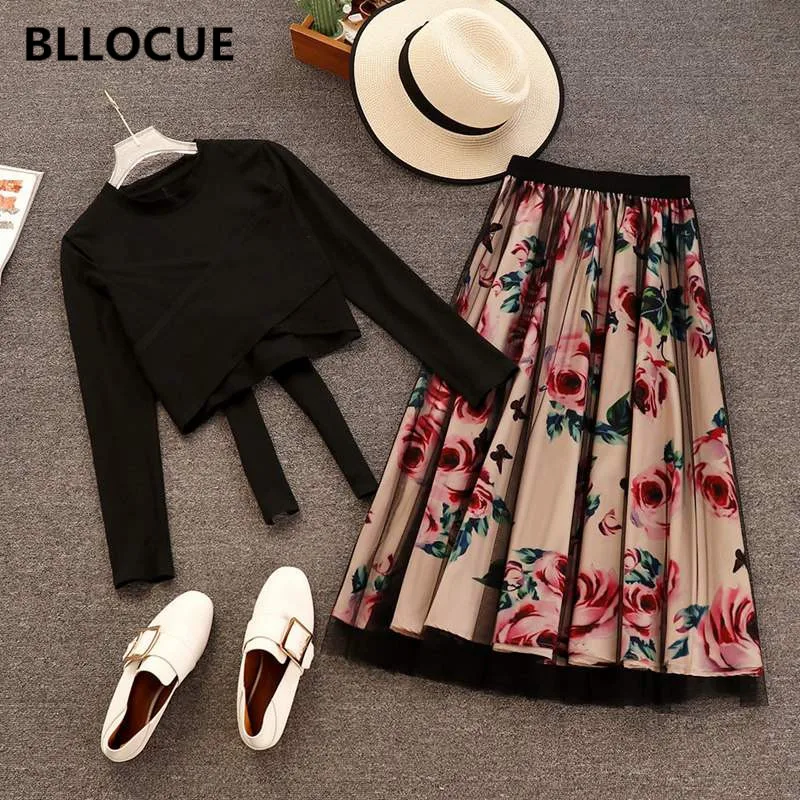 BLLOCUE 2019 Spring Summer 2 Piece Set Women Sweet Cross Bowknot Irregular T Shirt + Vintage Floral Mesh Tulle Long Skirts Suits
BLLOCUE 2019 Spring Summer 2 Piece Set Women Sweet Cross Bowknot Irregular T Shirt + Vintage Floral Mesh Tulle Long Skirts Suits