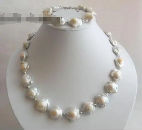 Free shipping hot sale Women Bridal Wedding Jewelry >> 18''/8'' 17MM White Baroque Reborn Freshwater Pearl Necklace Bracelet Set
Free shipping hot sale Women Bridal Wedding Jewelry >> 18''/8'' 17MM White Baroque Reborn Freshwater Pearl Necklace Bracelet Set