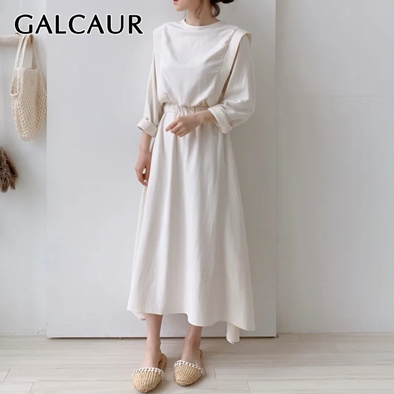 GALCAUR Summer Casual Dress Women O Neck Long Sleeve Drawstring High Waist Back Button Midi Dresses Female Clothe Korean 2019
GALCAUR Summer Casual Dress Women O Neck Long Sleeve Drawstring High Waist Back Button Midi Dresses Female Clothe Korean 2019