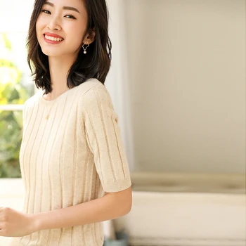 Women's Short Sleeve Crew Neck Cashmere Sweater Tops Knitted Round Collar Pullovers S62
Women's Short Sleeve Crew Neck Cashmere Sweater Tops Knitted Round Collar Pullovers S62