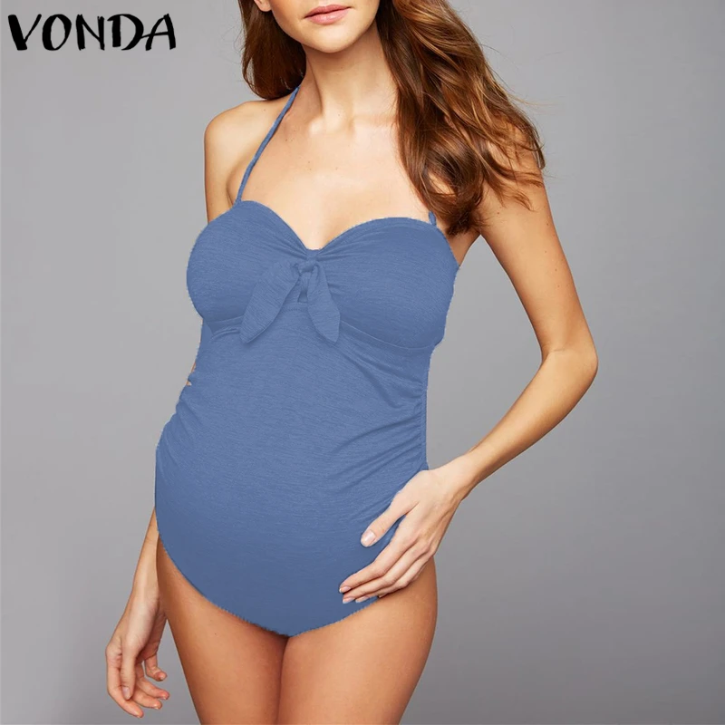 VONDA Rompers Womens Jumpsuits 2019 Summer Pregnancy Sexy Halter Neck Sleeveless Backless Bodysuits Plus Size Maternity Clothes
VONDA Rompers Womens Jumpsuits 2019 Summer Pregnancy Sexy Halter Neck Sleeveless Backless Bodysuits Plus Size Maternity Clothes