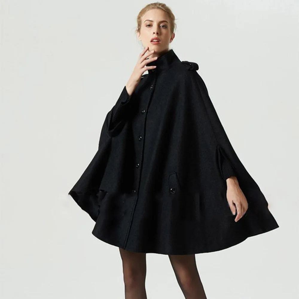 Bohoartist Women Black Woolen Cape Coats Button Loose Casual Ponchos Fashion Autumn Winter Overcoat Female Hot Top Cape Coat
Bohoartist Women Black Woolen Cape Coats Button Loose Casual Ponchos Fashion Autumn Winter Overcoat Female Hot Top Cape Coat