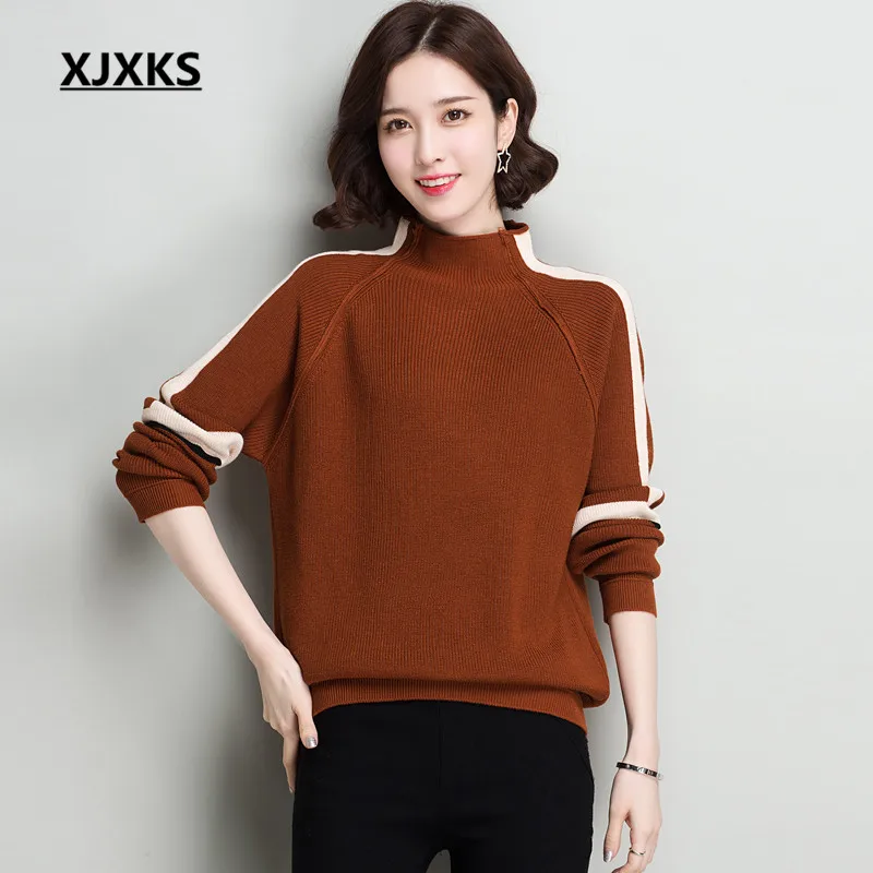 XJXKS Bottoming shirt women long-sleeved autumn and winter wild 2018 new loose large size knit turtleneck sweater and pullovers
XJXKS Bottoming shirt women long-sleeved autumn and winter wild 2018 new loose large size knit turtleneck sweater and pullovers