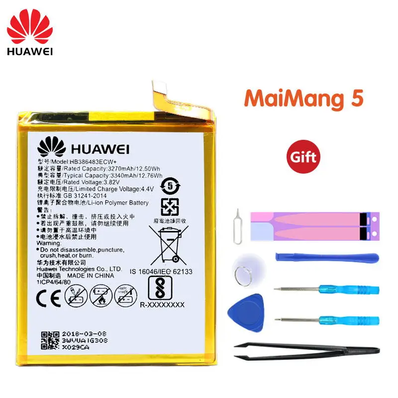 Original Huawei Phone Battery HB386483ECW+ For Huawei Honor 6X Maimang 5 MLA-AL00 G9 Plus 3340mAh With Battery Tools
Original Huawei Phone Battery HB386483ECW+ For Huawei Honor 6X Maimang 5 MLA-AL00 G9 Plus 3340mAh With Battery Tools