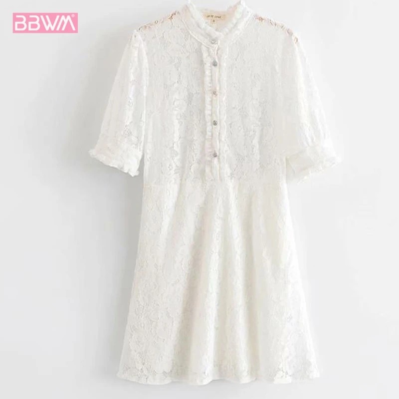 Lace dress female summer new Korean version of romantic lace waist white even Women's dress 2019 elegance Short sleeve lapels
Lace dress female summer new Korean version of romantic lace waist white even Women's dress 2019 elegance Short sleeve lapels