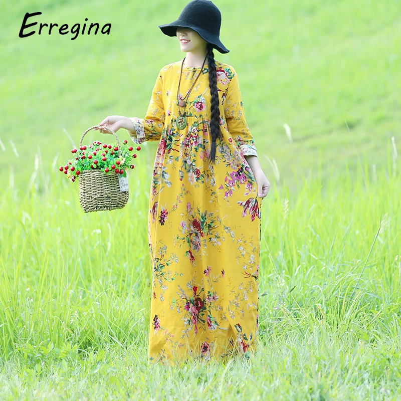 Erregina Plus Size Dress Cotton Linen Women Floral Printing Printed Big Sizes Female Long Sleeve Autumn Dresses Robe Vestidos
Erregina Plus Size Dress Cotton Linen Women Floral Printing Printed Big Sizes Female Long Sleeve Autumn Dresses Robe Vestidos