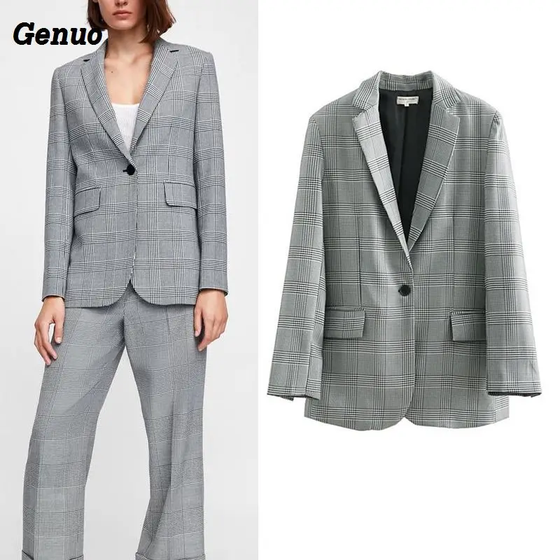 Genuo Fashion single breasted plaid blazer Long sleeve slim fit office ladies blazer Autumn coat women blazers feminino
Genuo Fashion single breasted plaid blazer Long sleeve slim fit office ladies blazer Autumn coat women blazers feminino