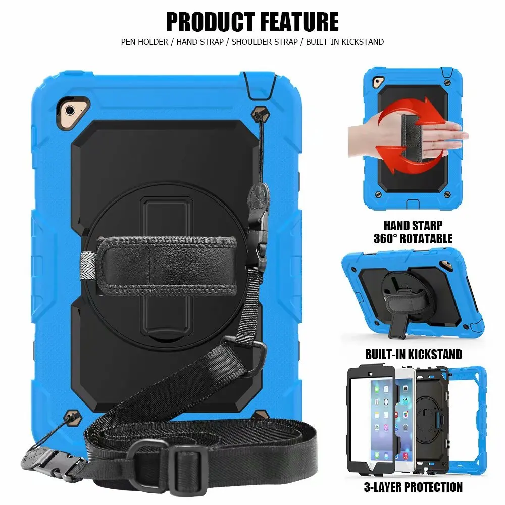 360 Degrees Rotating +Neck Strap & Hand Strap Case for iPad mini 4 mini 5 tablet Kids Heavy Duty Silicone Hard Cover shell +pen
360 Degrees Rotating +Neck Strap & Hand Strap Case for iPad mini 4 mini 5 tablet Kids Heavy Duty Silicone Hard Cover shell +pen
