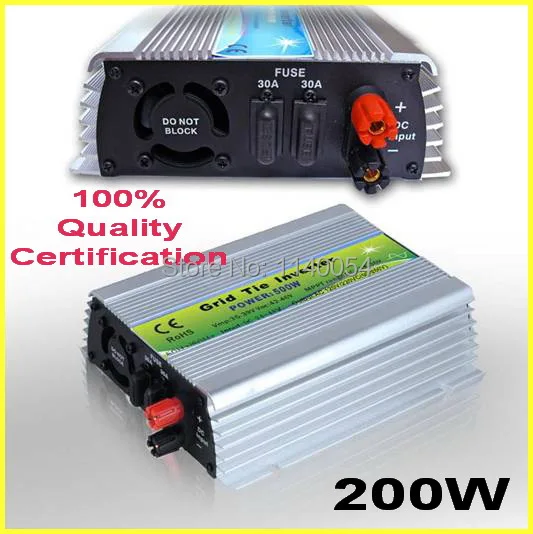 

200W 24-48VDC MPPT Grid Tie Inverter,200-240W 36V DC to AC 120V or 230V Pure Sine Wave Output Solar Wind Power Home Use Inverter