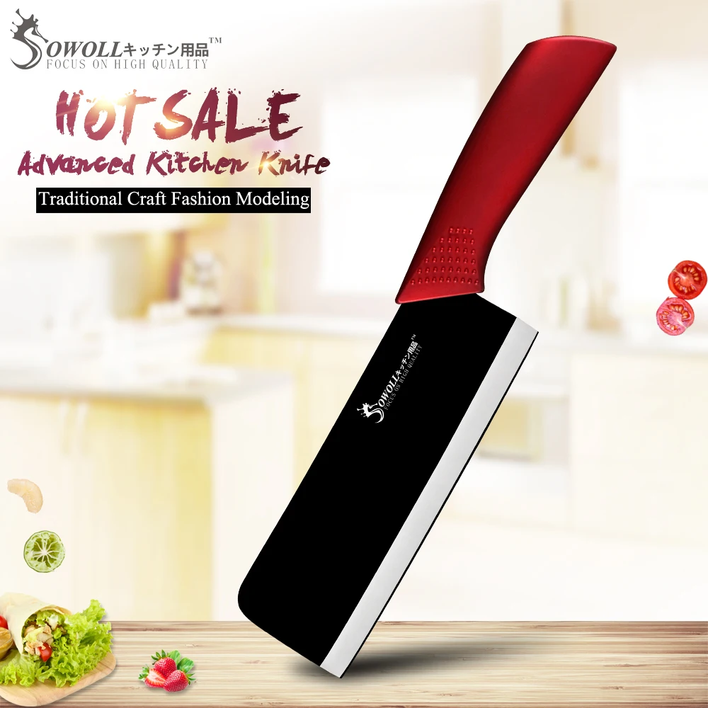 SOWOLL Zirconia Ceramic Knife Set 6.5 inch Single Kitchen Knife Black Blade Red ABS + TPR Handle Fashion Modeling Cooking Tools
SOWOLL Zirconia Ceramic Knife Set 6.5 inch Single Kitchen Knife Black Blade Red ABS + TPR Handle Fashion Modeling Cooking Tools