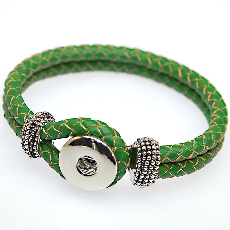

Wholesale Braided Genuine Leather Wrap Charm Bracelet Fits Snap Button Charms Diy Bracelets & Bangle For Women Gift