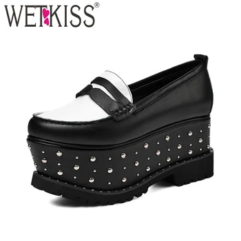 WETKISS Genuine Leather Platform Shoes Rivet Square Toe Slip On Wedges Footwear New Arrival Spring Fashion Casual Women Pumps 
WETKISS Genuine Leather Platform Shoes Rivet Square Toe Slip On Wedges Footwear New Arrival Spring Fashion Casual Women Pumps