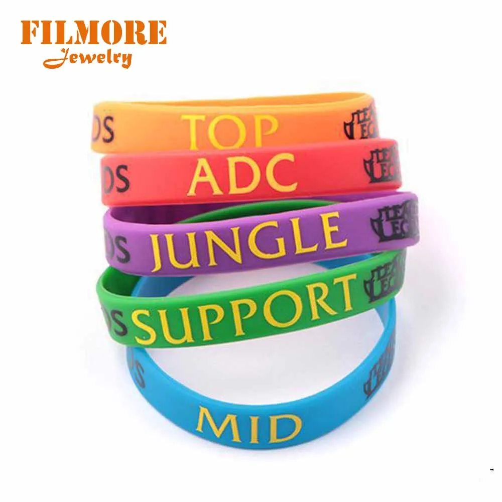 

Filmore LOL Bracelet League of Legend Wristband Silicon Bracelet with ADC, JUNGLE, MID, SUPPORT, DOTA 2 Printed Band Wholesale