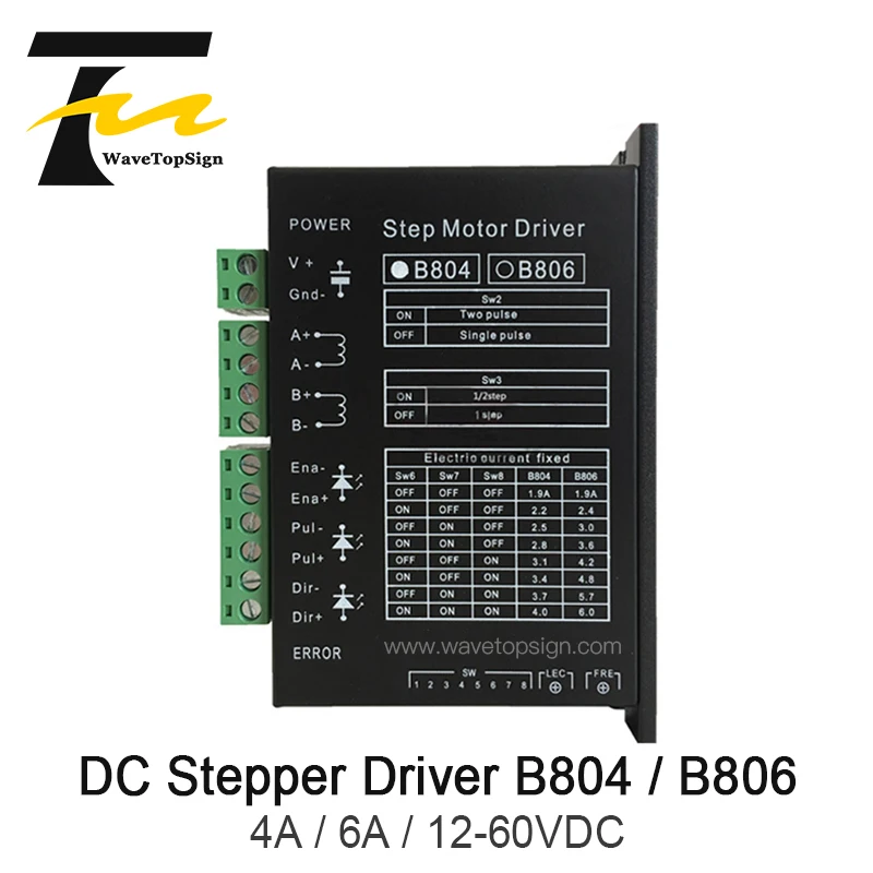 Драйвер цифрового шагового двигателя WaveTopSign, 2-фазный B804 DC12-60V 4A B806 DC12-60V 6A, подходит для 2-фазного 57 или 86 двигателя для гравировки
Драйвер цифрового шагового двигателя WaveTopSign, 2-фазный B804 DC12-60V 4A B806 DC12-60V 6A, подходит для 2-фазного 57 или 86 двигателя для гравировки