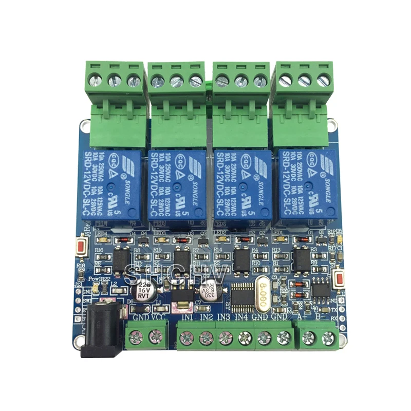MODBUS-RTU 4 way relay module STM8S103 MCU two development RS485 communication TTL
MODBUS-RTU 4 way relay module STM8S103 MCU two development RS485 communication TTL