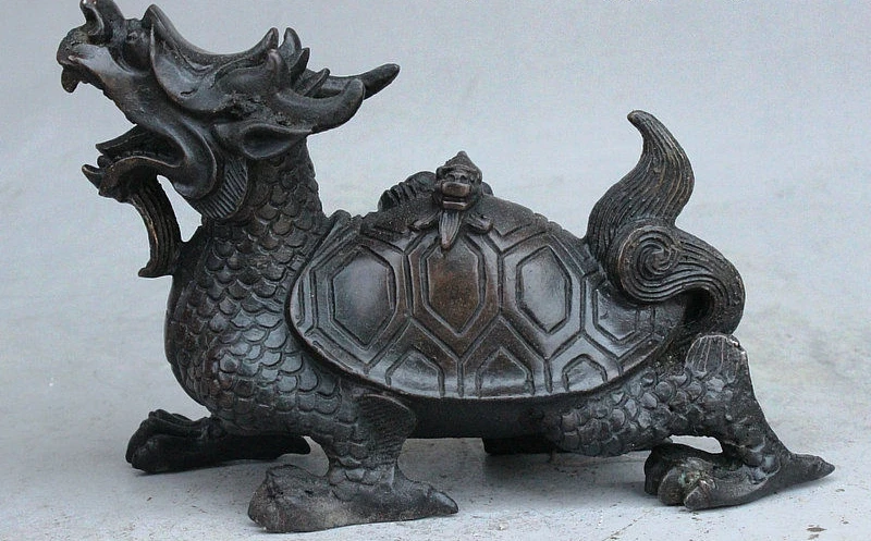 6" China Old FengShui Bronze Mythical Animals Dragon Turtle Carry Unicorn Statue
6" China Old FengShui Bronze Mythical Animals Dragon Turtle Carry Unicorn Statue