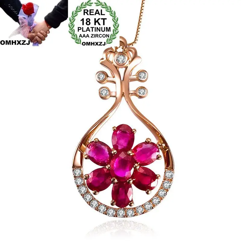OMHXZJ Wholesale European Fashion Woman Girl Party Wedding Gift Flower Ruby Zircon 18KT Rose Gold Necklace Pendant Charm CA192
OMHXZJ Wholesale European Fashion Woman Girl Party Wedding Gift Flower Ruby Zircon 18KT Rose Gold Necklace Pendant Charm CA192