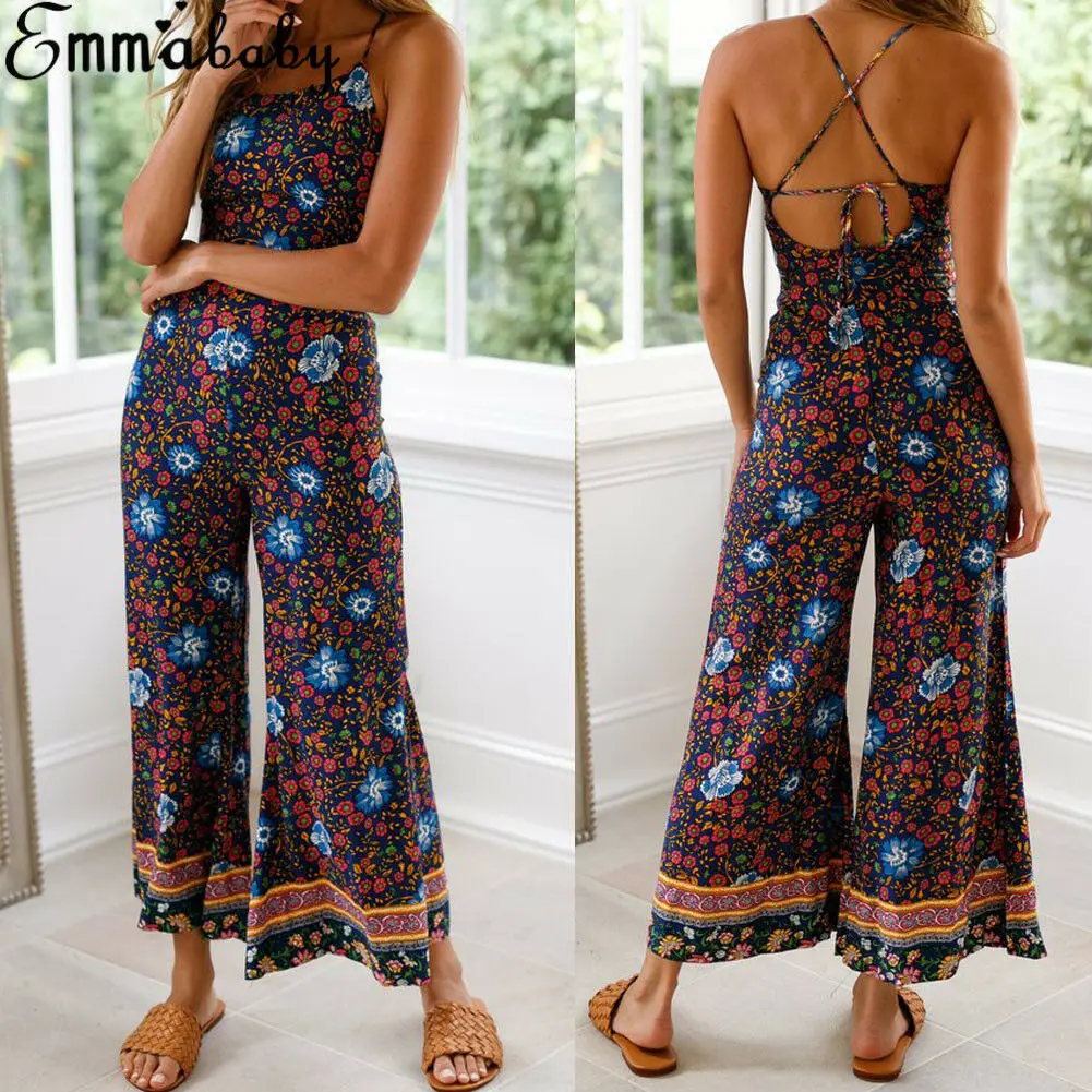 Sexy Women Floral Summer 2019 New Party Sleeveless Blackless Jumpsuit Playsuit Bodycon Romper Wide Leg Trouser
Sexy Women Floral Summer 2019 New Party Sleeveless Blackless Jumpsuit Playsuit Bodycon Romper Wide Leg Trouser