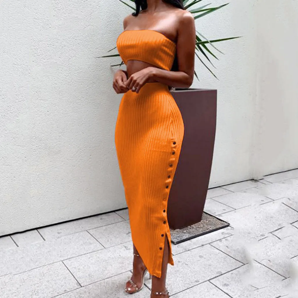 Women Two Piece Set Women Crop Top + Skirt Set 2 Piece Set Womens 2 Pieces Tops And Mid-Calf Skirt Casual Ladies Beach Suit #617
Women Two Piece Set Women Crop Top + Skirt Set 2 Piece Set Womens 2 Pieces Tops And Mid-Calf Skirt Casual Ladies Beach Suit #617