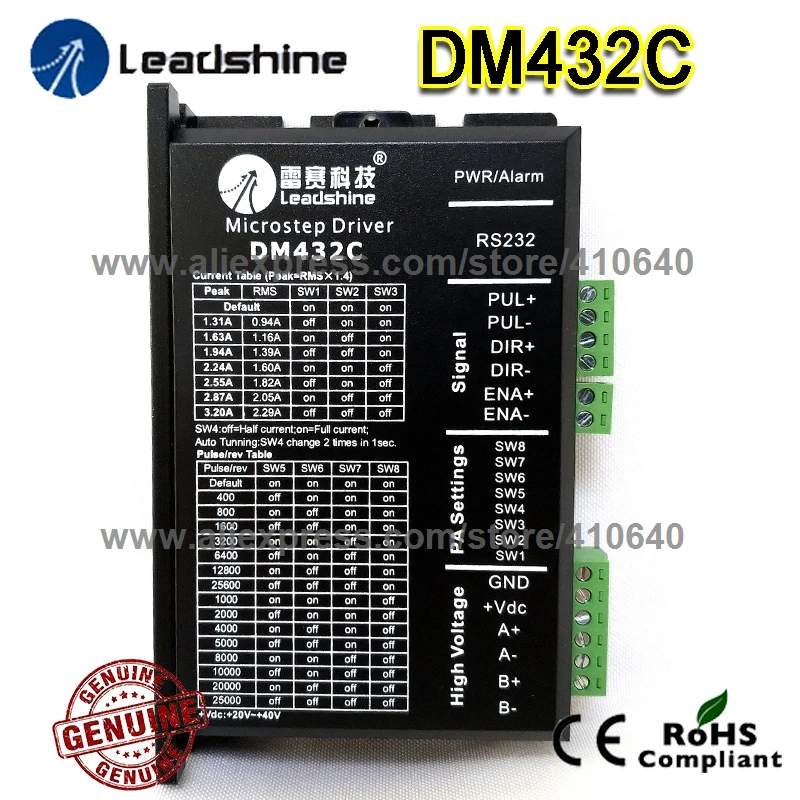 Genuine Leadshine Stepper Drive DM432C 2 Phase Digital Stepper Drive Max 40 VDC and 3.2A FREE SHIPPING
Genuine Leadshine Stepper Drive DM432C 2 Phase Digital Stepper Drive Max 40 VDC and 3.2A FREE SHIPPING