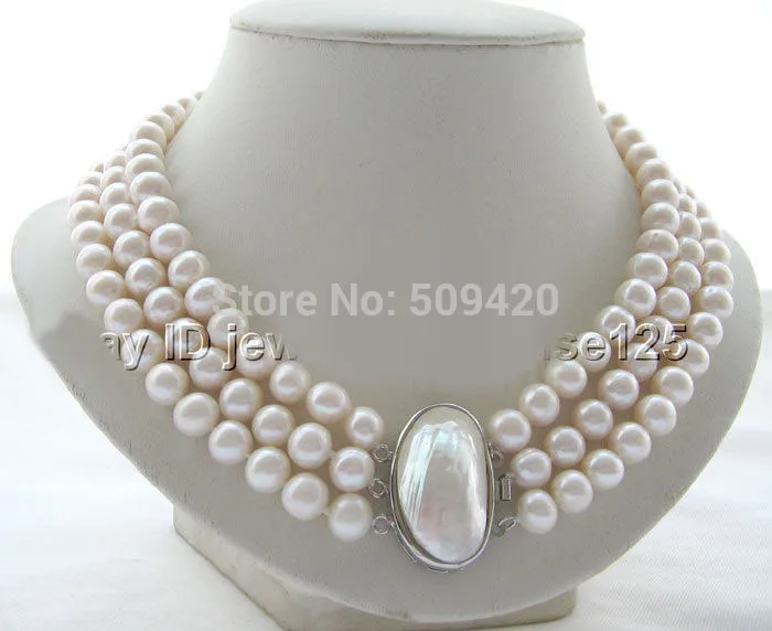 Shipping Charming 17-19" 3row 10mm natural white round freshwater pearl necklace (C0309)
Shipping Charming 17-19" 3row 10mm natural white round freshwater pearl necklace (C0309)